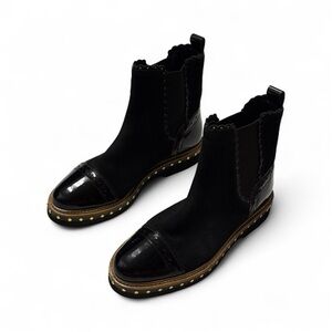 Free People Black Womens Atlas Suede Studded Chelsea Boots